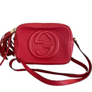 GUCCI Soho red Leather Shoulder Bag 585-083125